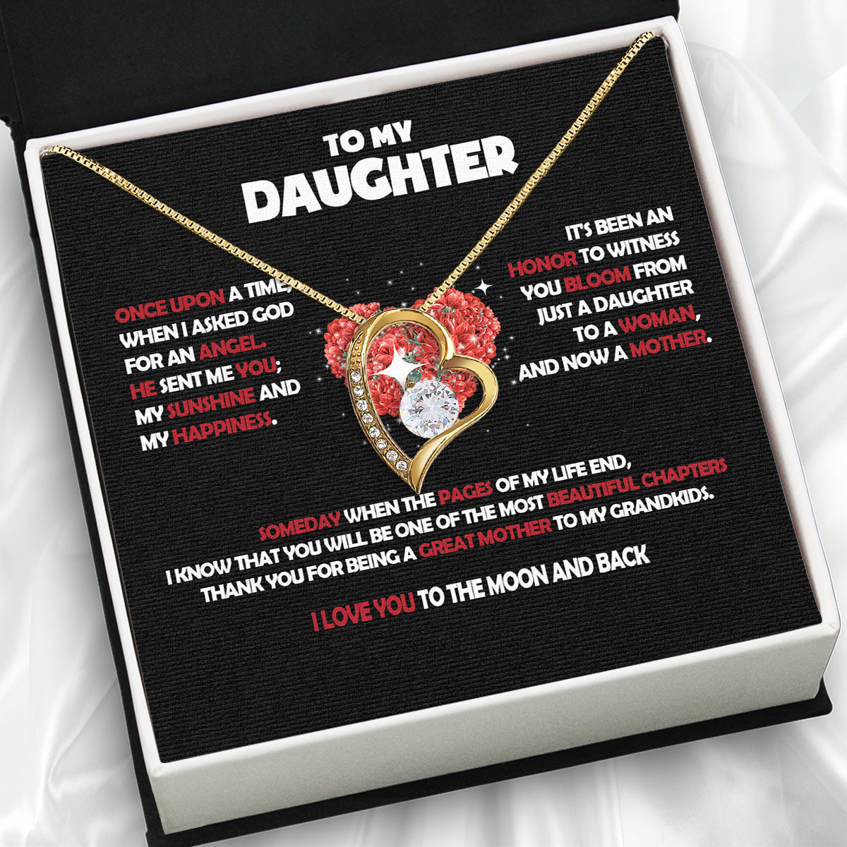 To My Daughter Necklace With Personalized Message Card