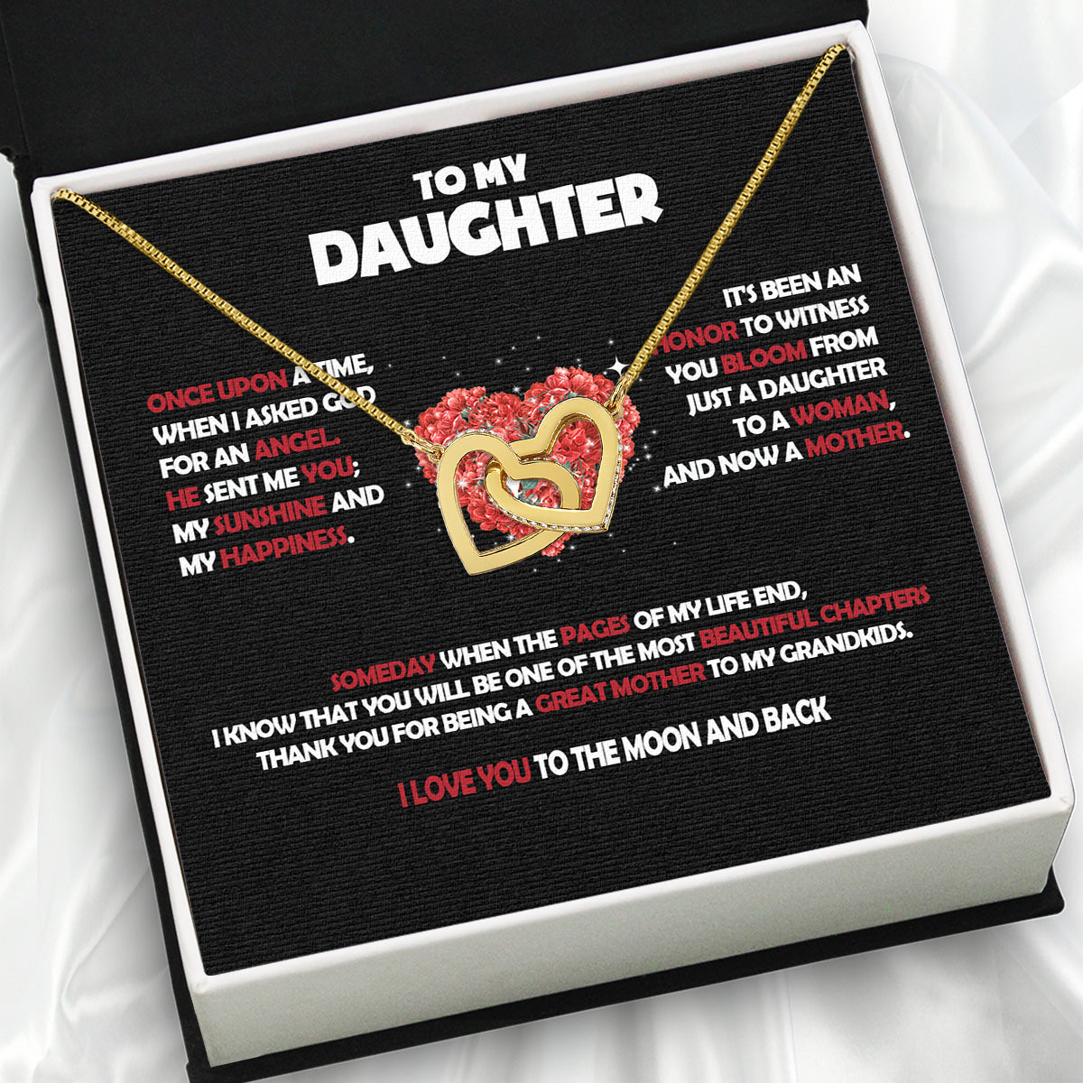 To My Daughter Necklace With Personalized Message Card