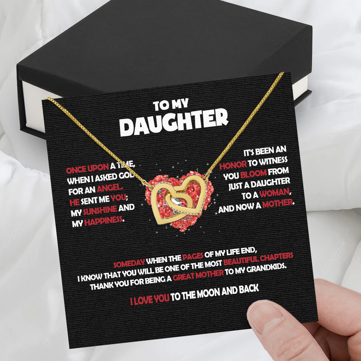 To My Daughter Necklace With Personalized Message Card