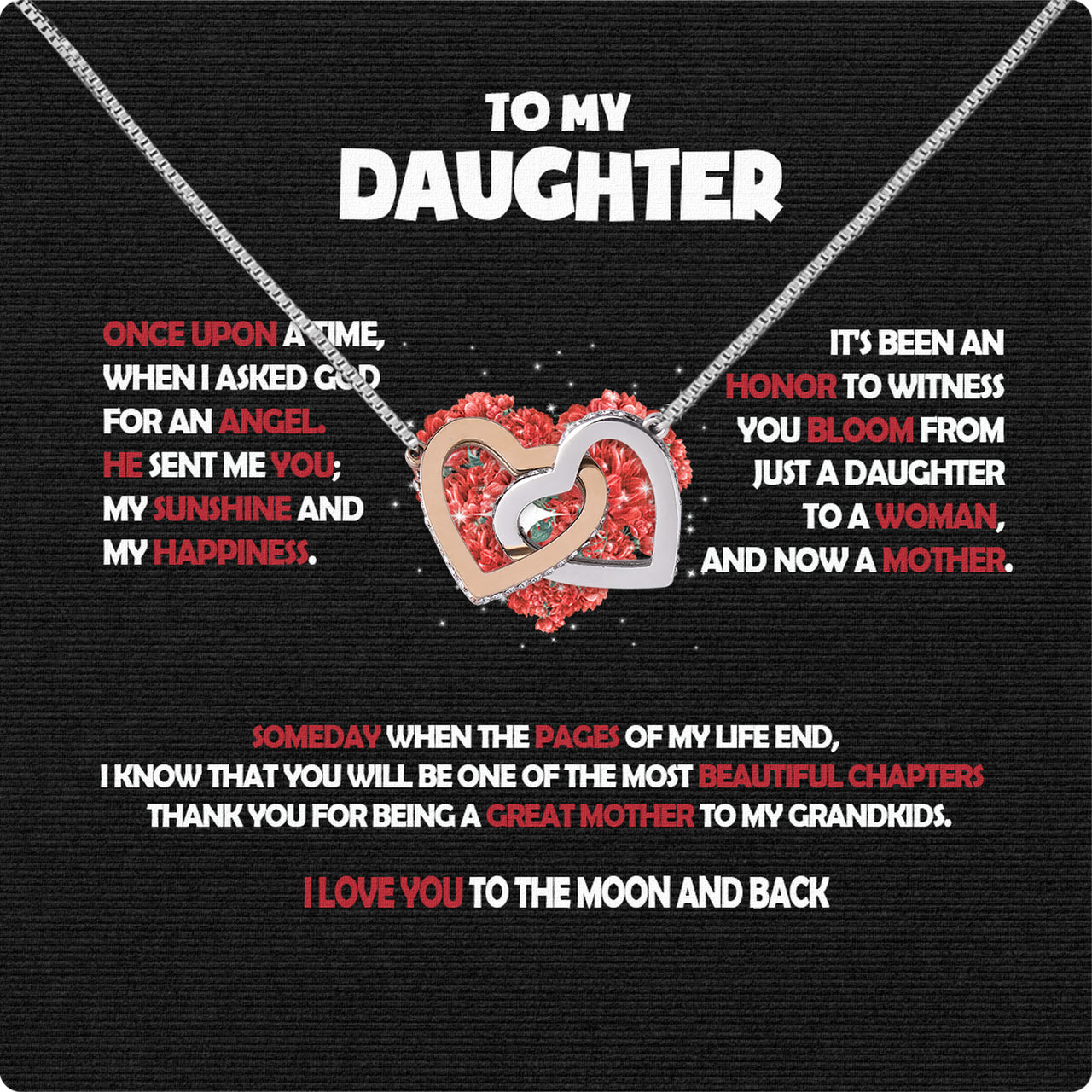 To My Daughter Necklace With Personalized Message Card