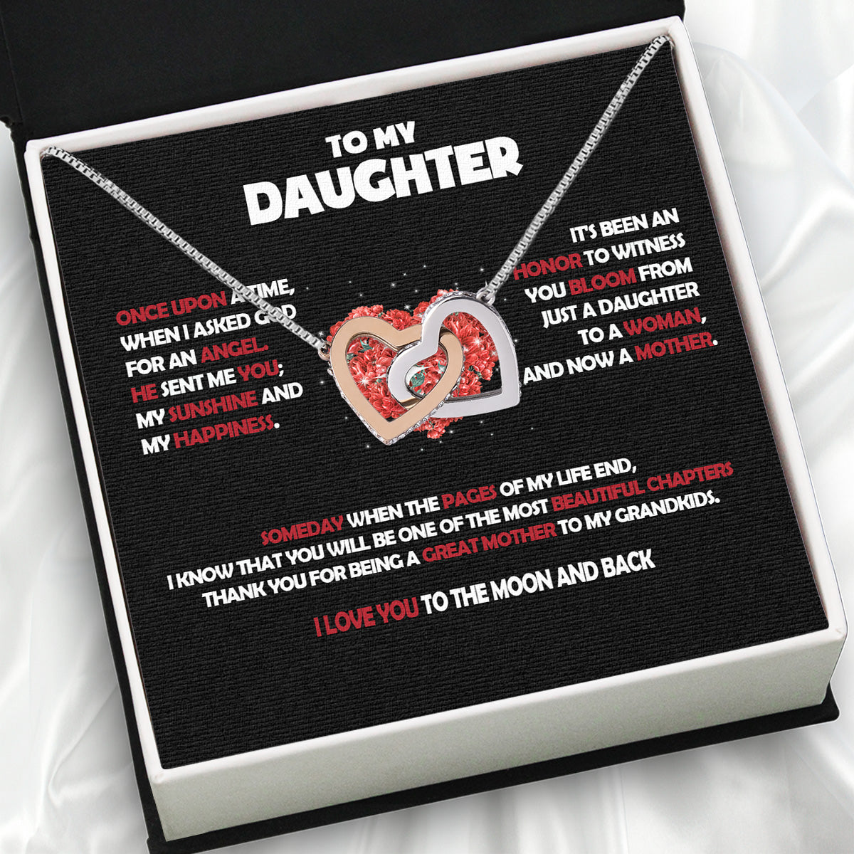 To My Daughter Necklace With Personalized Message Card