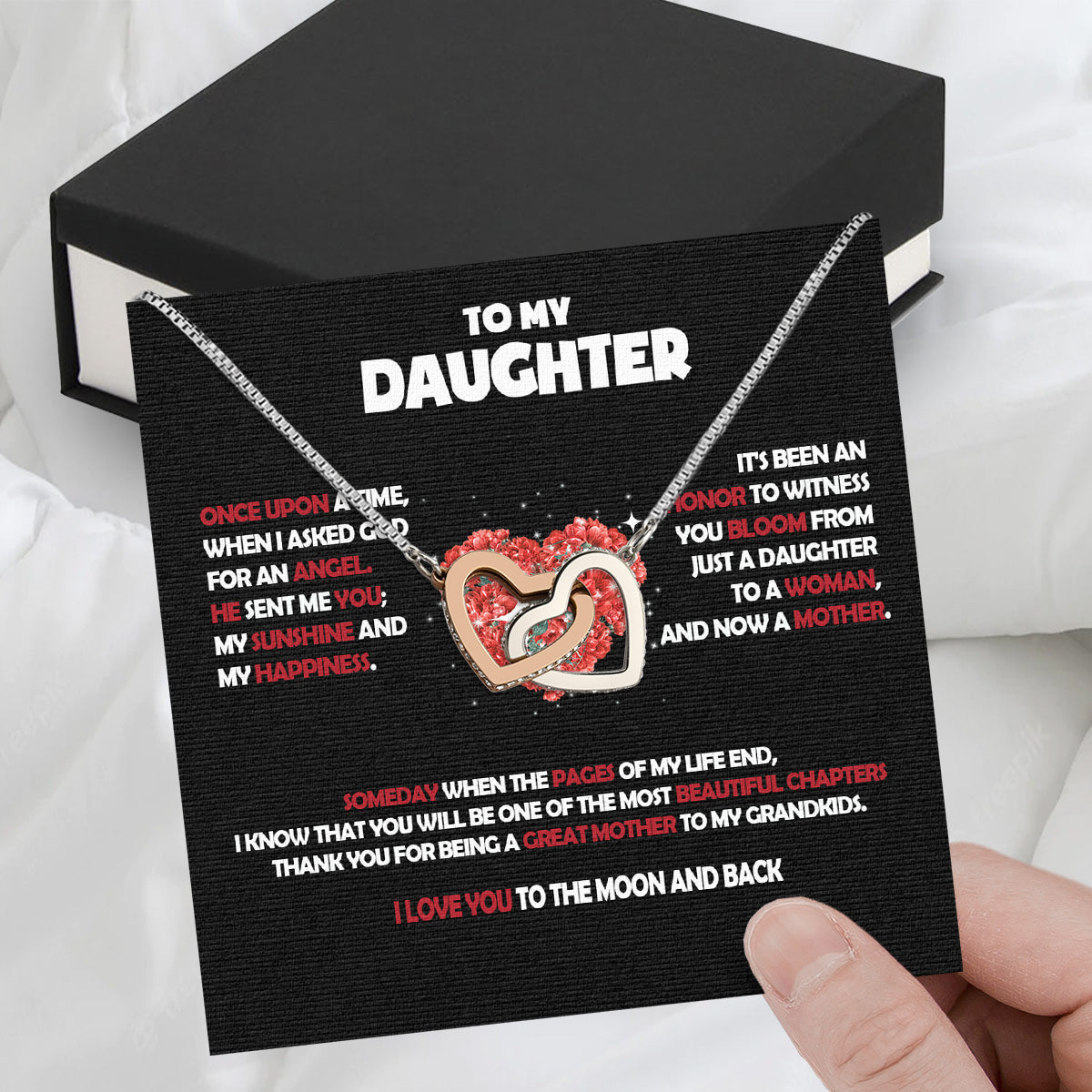 To My Daughter Necklace With Personalized Message Card