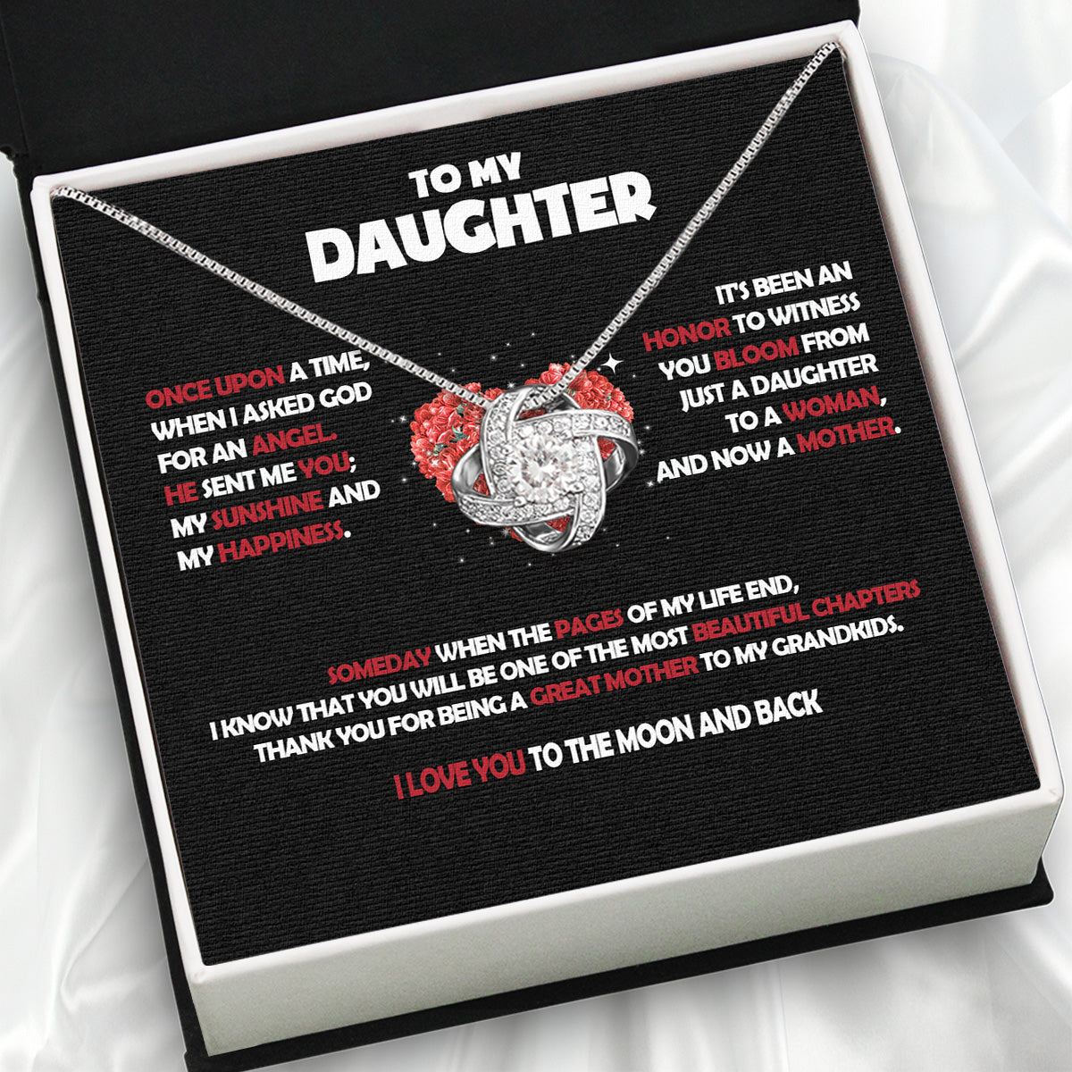 To My Daughter Necklace With Personalized Message Card