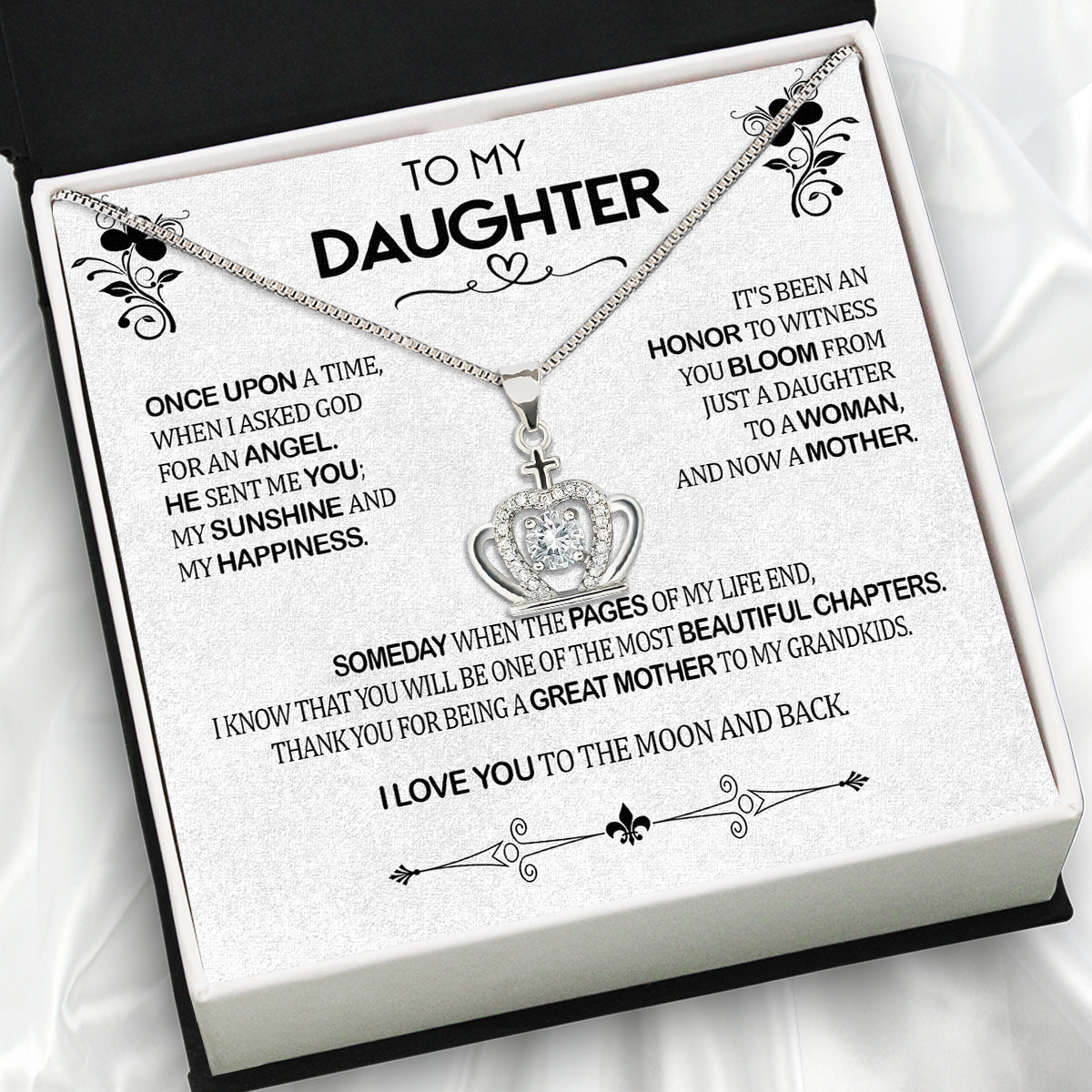 To My Daughter Necklace With Personalized Message Card