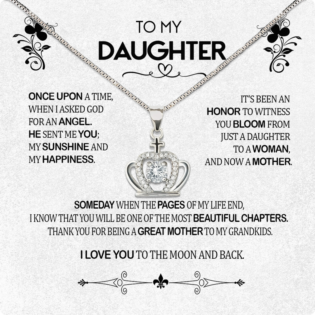 To My Daughter Necklace With Personalized Message Card