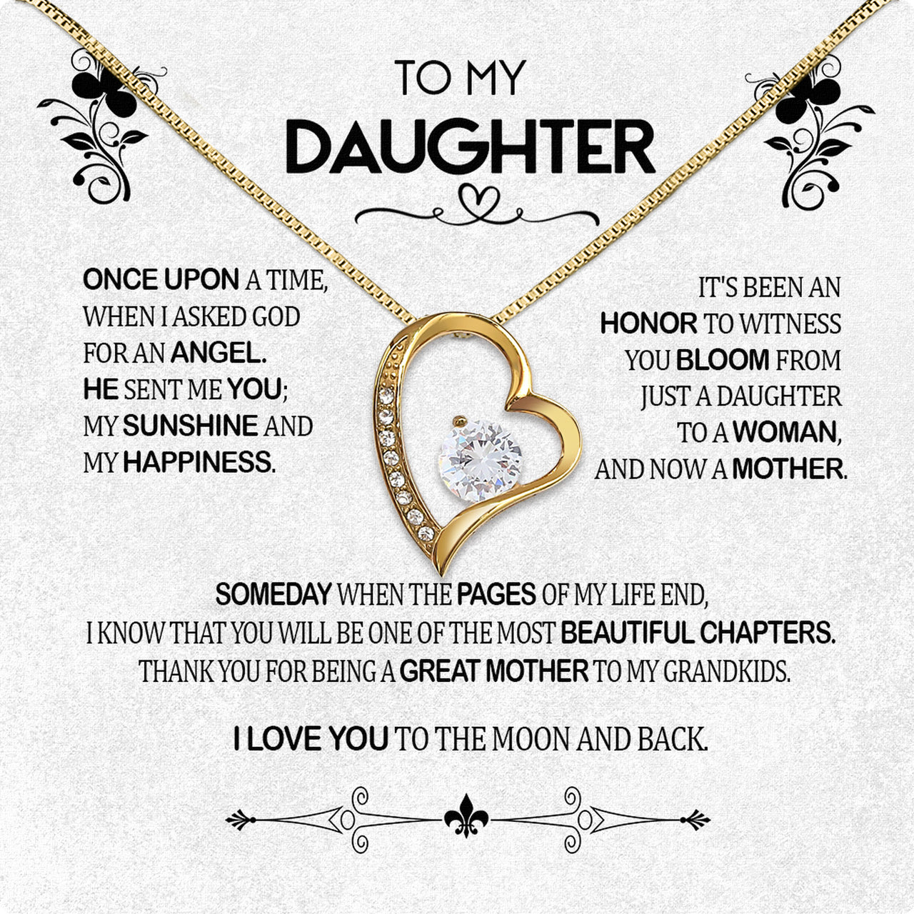 To My Daughter Necklace With Personalized Message Card