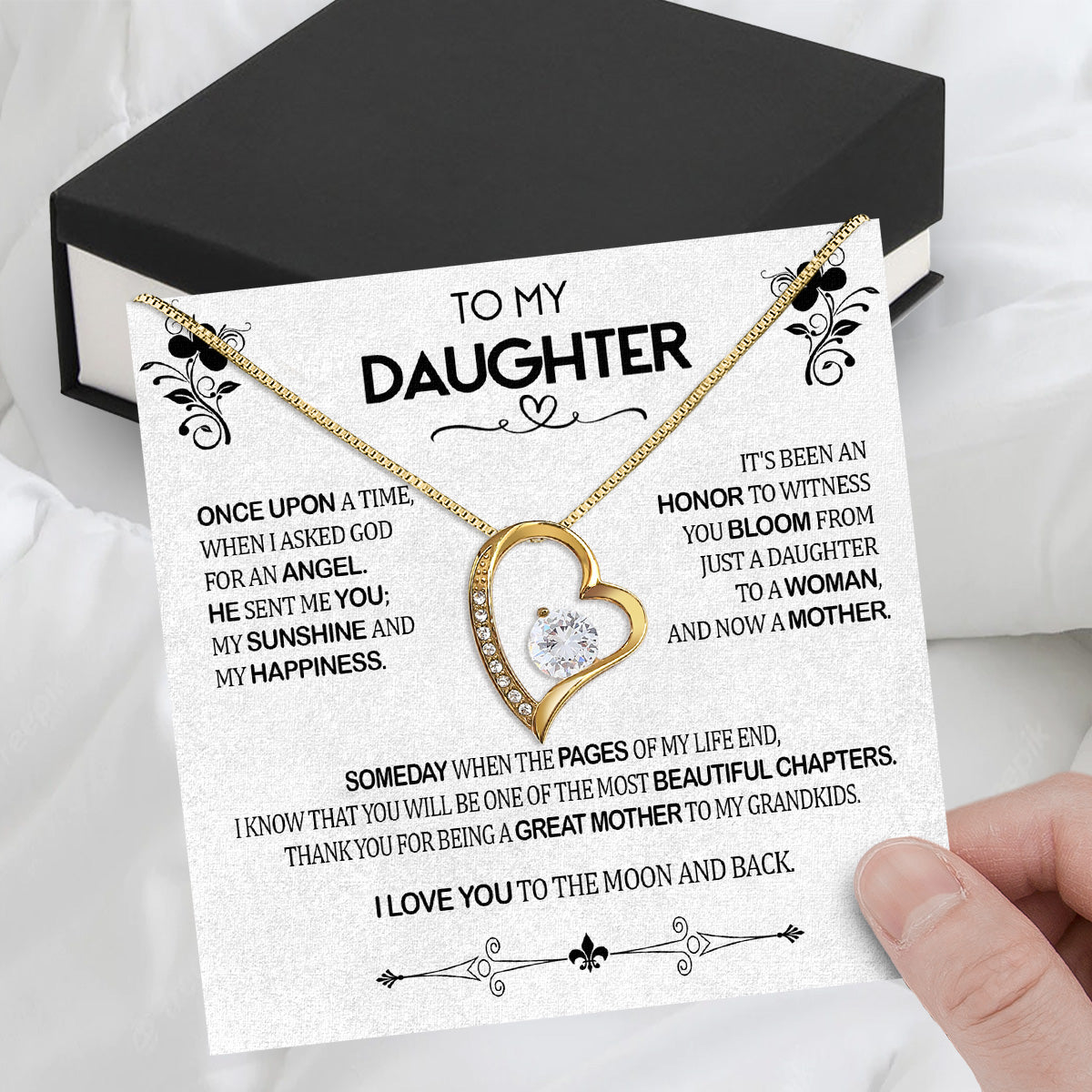 To My Daughter Necklace With Personalized Message Card