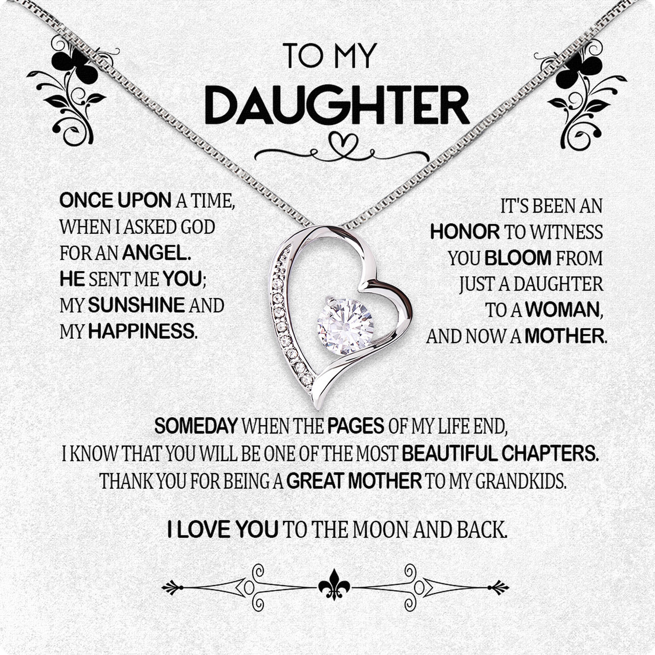 To My Daughter Necklace With Personalized Message Card