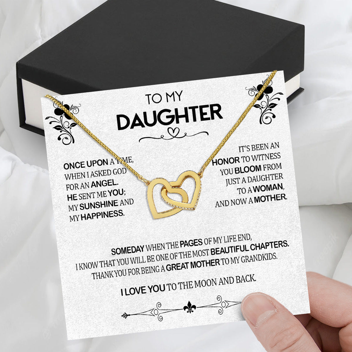 To My Daughter Necklace With Personalized Message Card