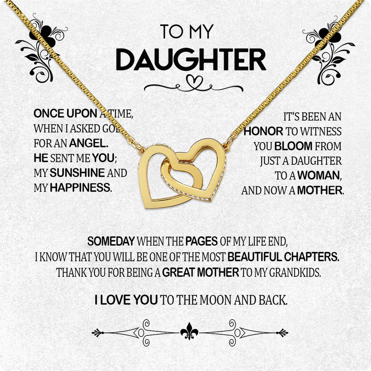 To My Daughter Necklace With Personalized Message Card