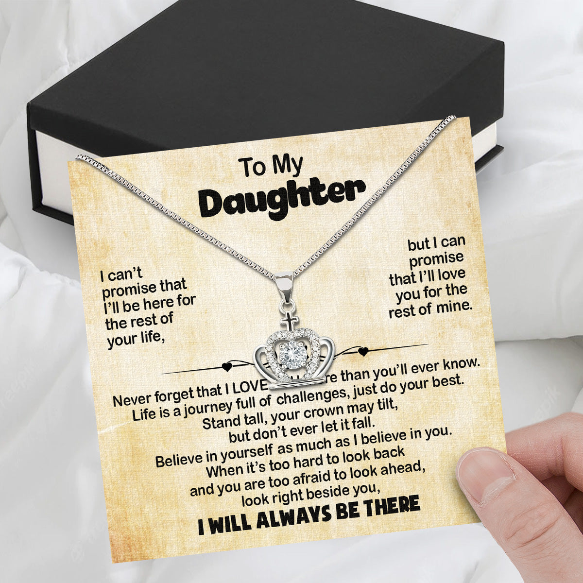 To My Daughter Necklace From Mom With Heartfelt Message Card, Jewelry For Daughter, Daughter Gift From Mom On Birthday, Wedding, Christmas, Graduation