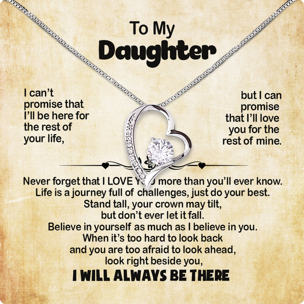 To My Daughter Necklace From Mom With Heartfelt Message Card, Jewelry For Daughter, Daughter Gift From Mom On Birthday, Wedding, Christmas, Graduation