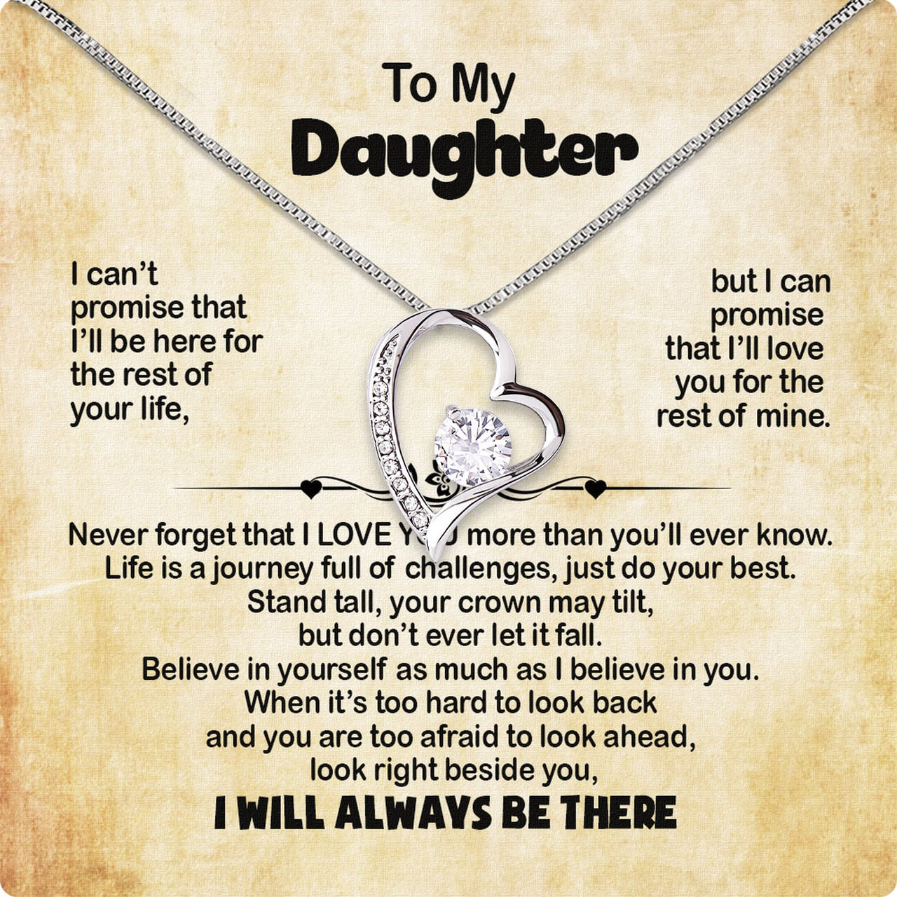 To My Daughter Necklace From Mom With Heartfelt Message Card, Jewelry For Daughter, Daughter Gift From Mom On Birthday, Wedding, Christmas, Graduation