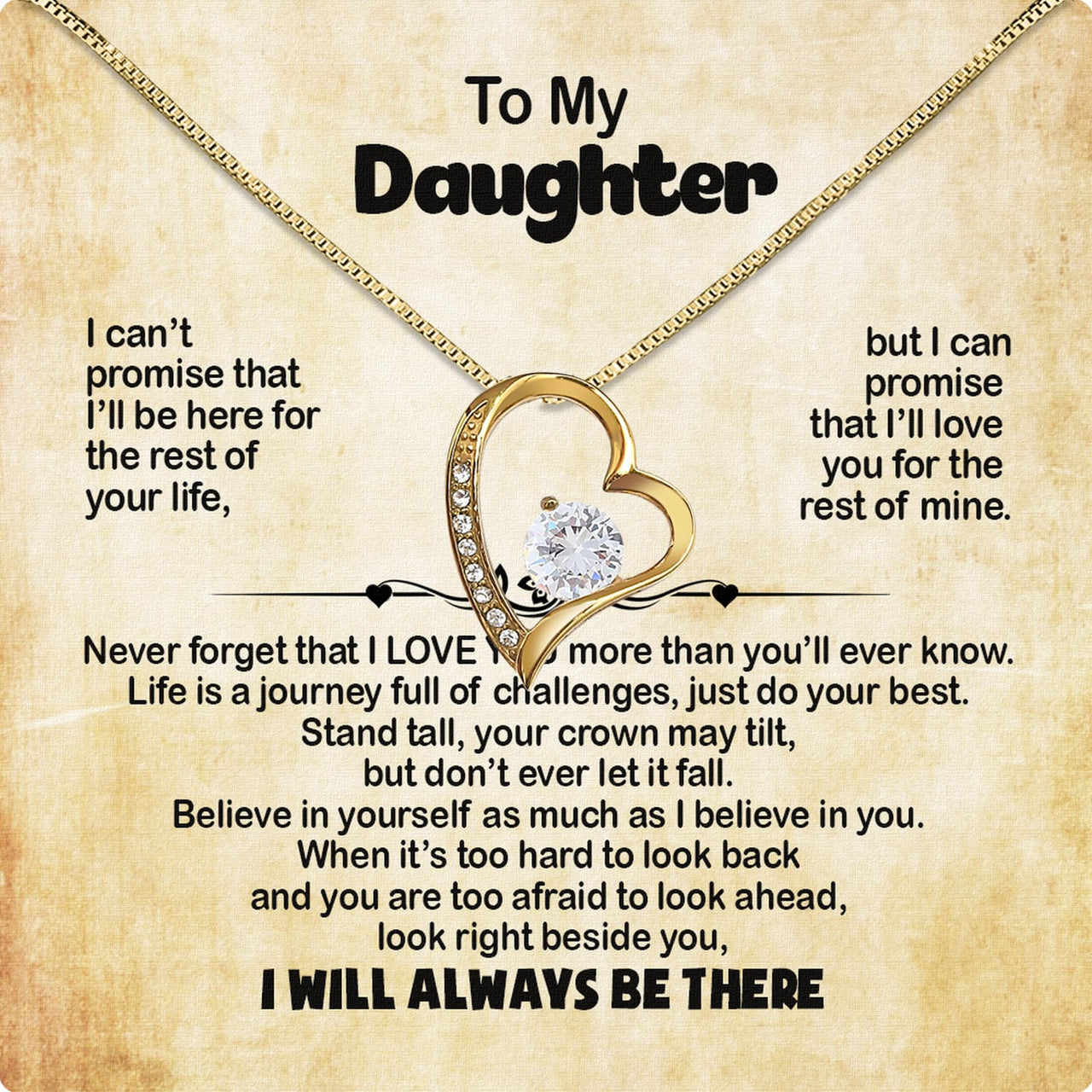 To My Daughter Necklace From Mom With Heartfelt Message Card, Jewelry For Daughter, Daughter Gift From Mom On Birthday, Wedding, Christmas, Graduation