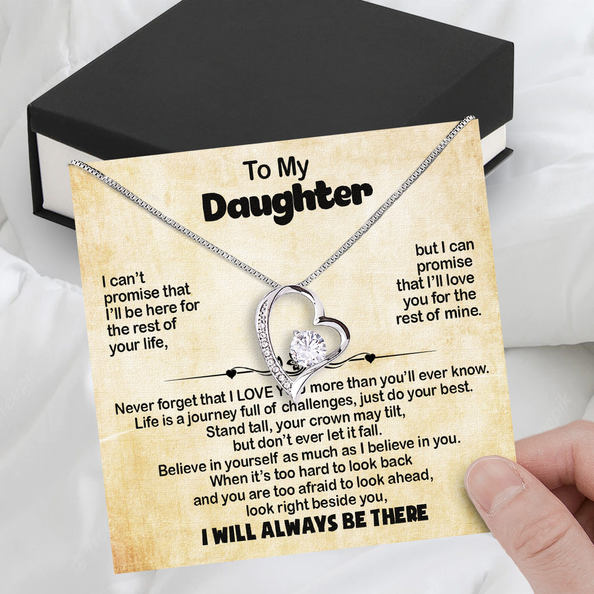 To My Daughter Necklace From Mom With Heartfelt Message Card, Jewelry For Daughter, Daughter Gift From Mom On Birthday, Wedding, Christmas, Graduation