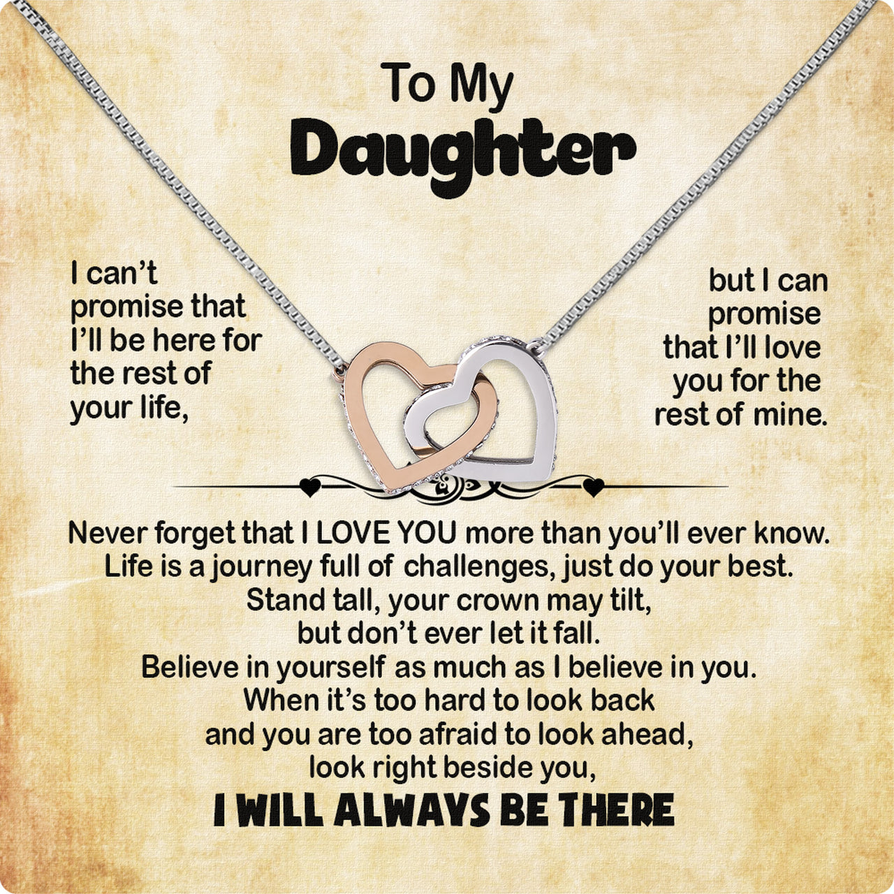 To My Daughter Necklace From Mom With Heartfelt Message Card, Jewelry For Daughter, Daughter Gift From Mom On Birthday, Wedding, Christmas, Graduation