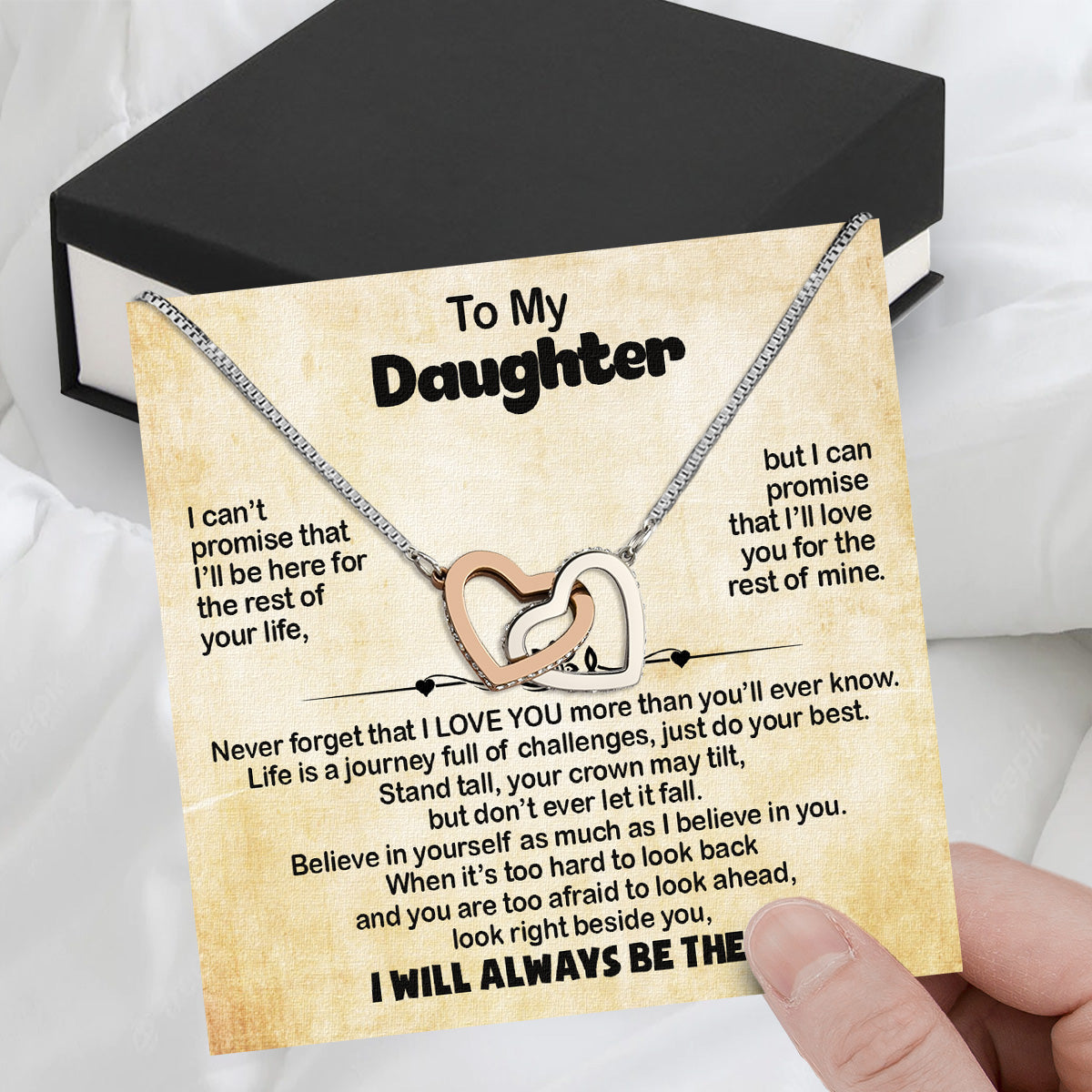 To My Daughter Necklace From Mom With Heartfelt Message Card, Jewelry For Daughter, Daughter Gift From Mom On Birthday, Wedding, Christmas, Graduation