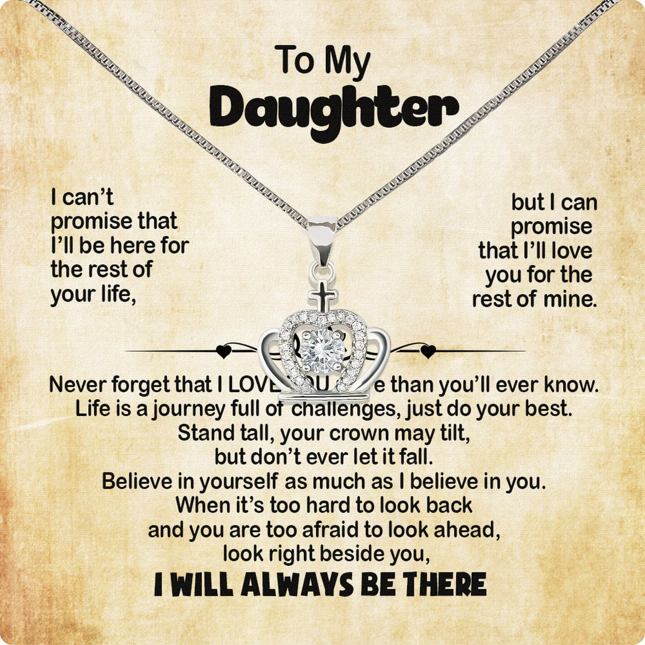 To My Daughter Necklace From Mom With Heartfelt Message Card, Jewelry For Daughter, Daughter Gift From Mom On Birthday, Wedding, Christmas, Graduation