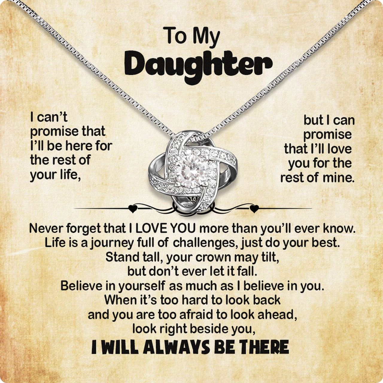 To My Daughter Necklace From Mom With Heartfelt Message Card, Jewelry For Daughter, Daughter Gift From Mom On Birthday, Wedding, Christmas, Graduation