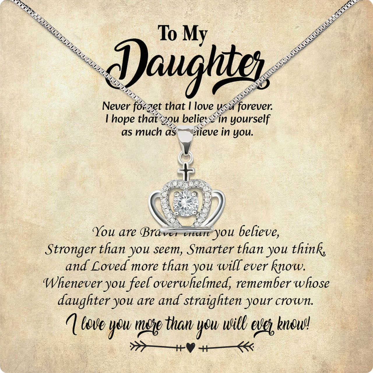 To My Daughter Necklace With Personalized Message Card