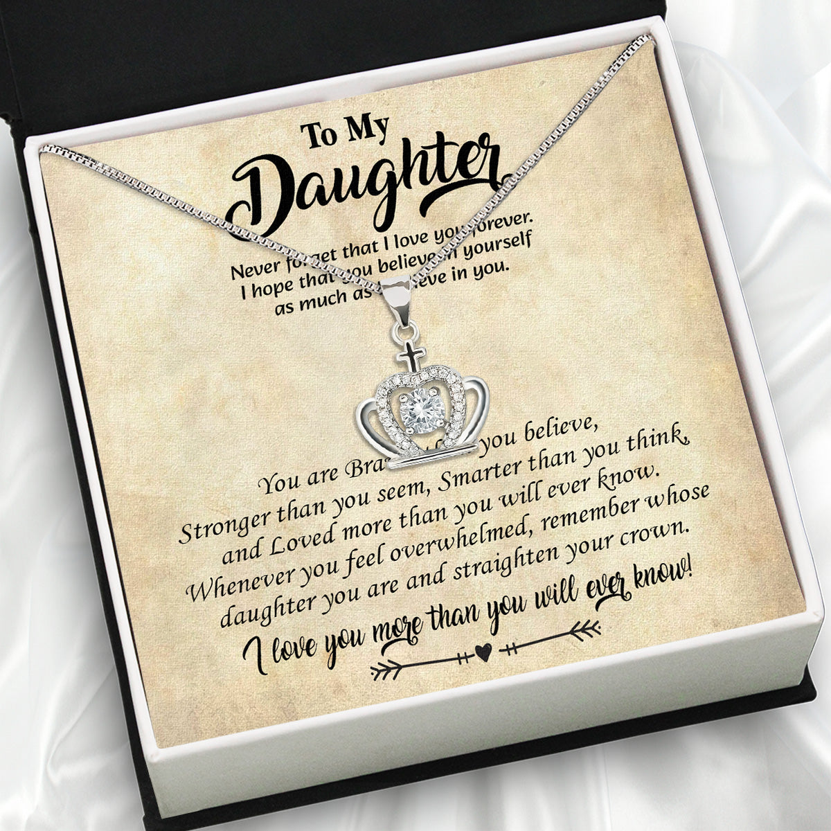 To My Daughter Necklace With Personalized Message Card