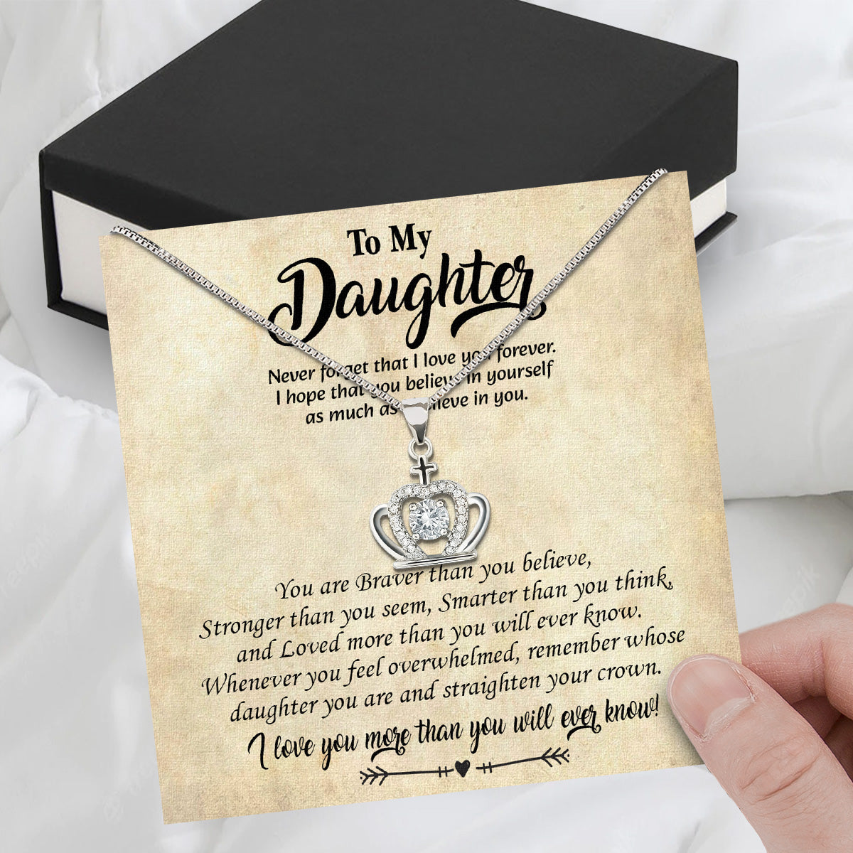 To My Daughter Necklace With Personalized Message Card