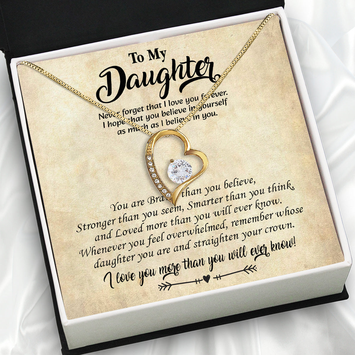 To My Daughter Necklace With Personalized Message Card