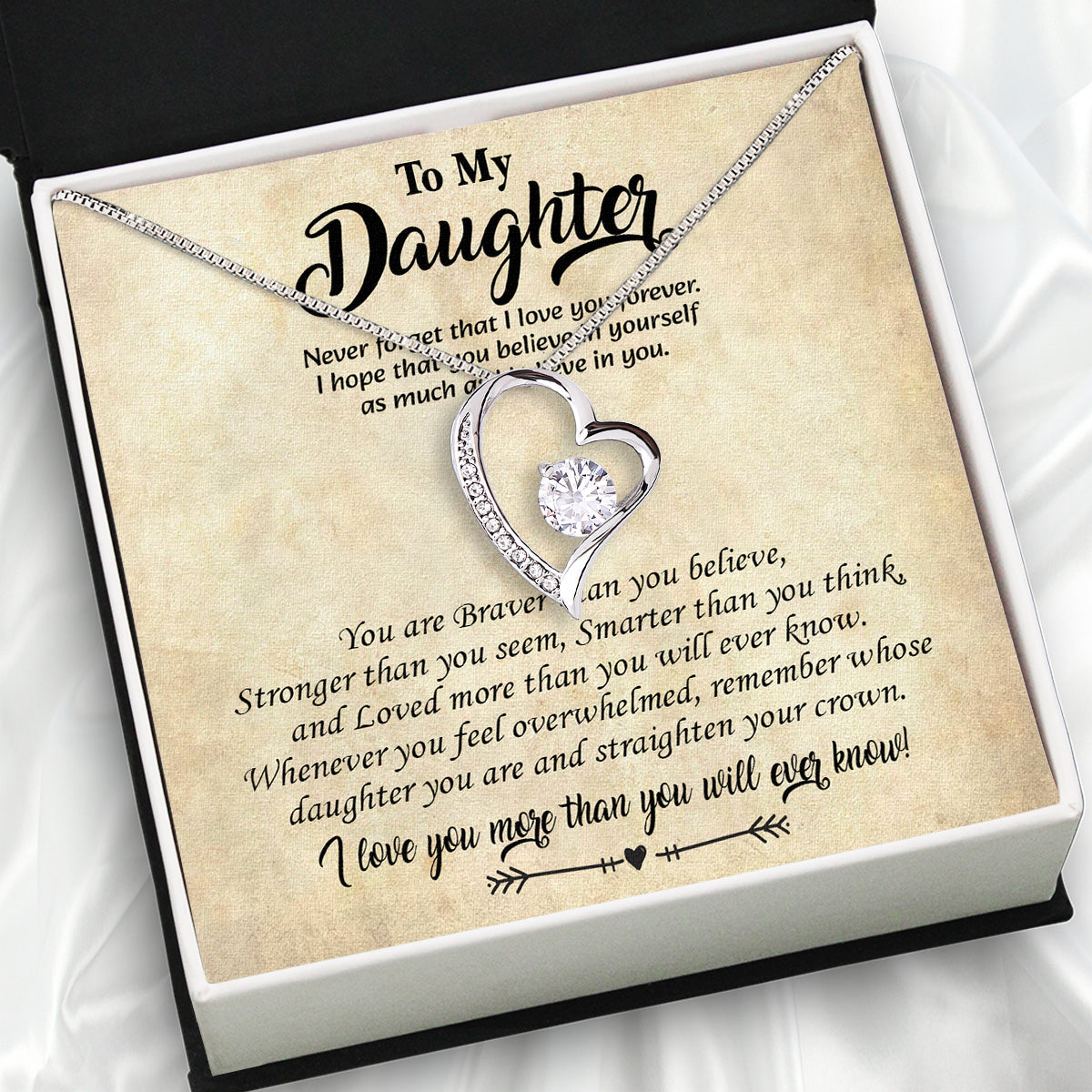 To My Daughter Necklace With Personalized Message Card