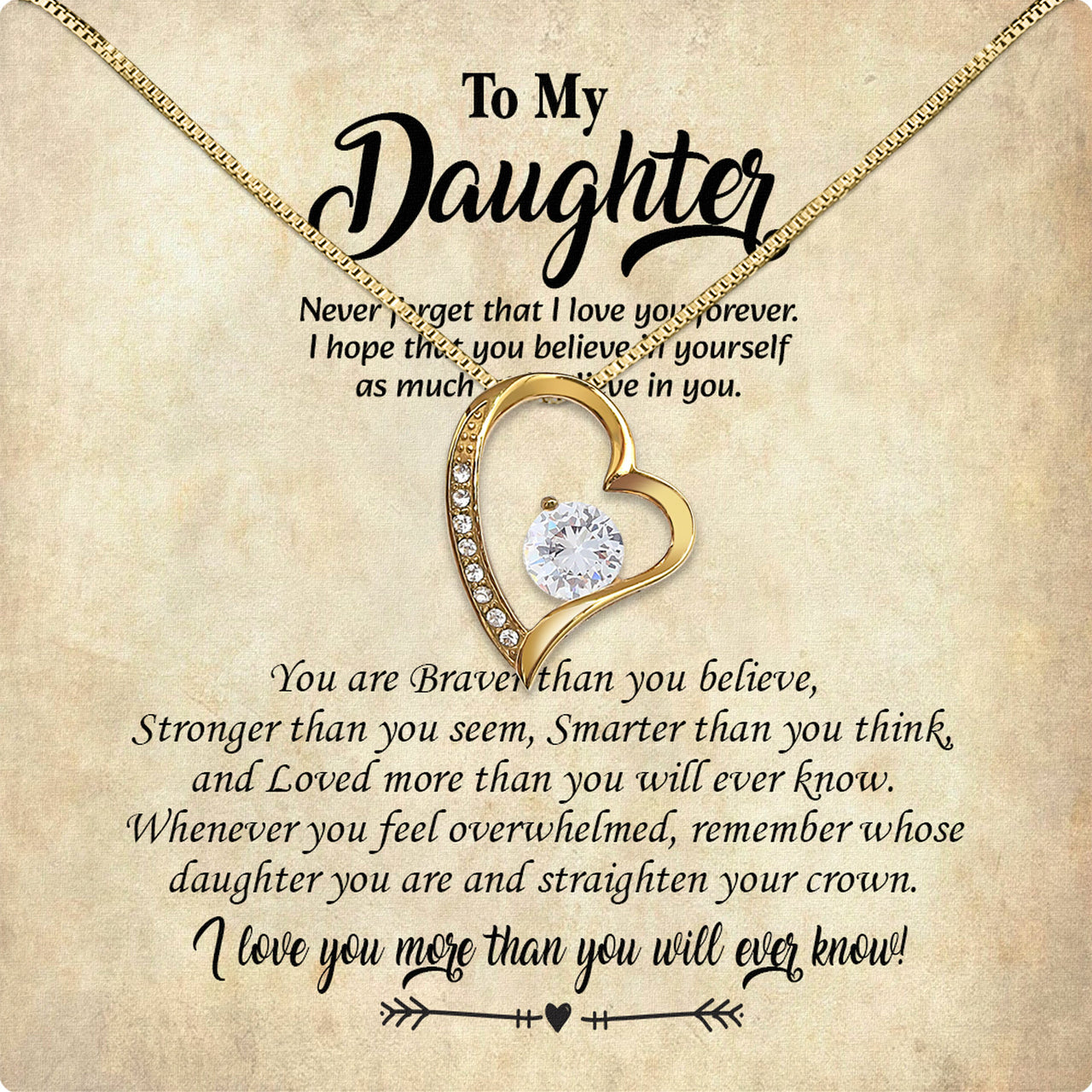 To My Daughter Necklace With Personalized Message Card