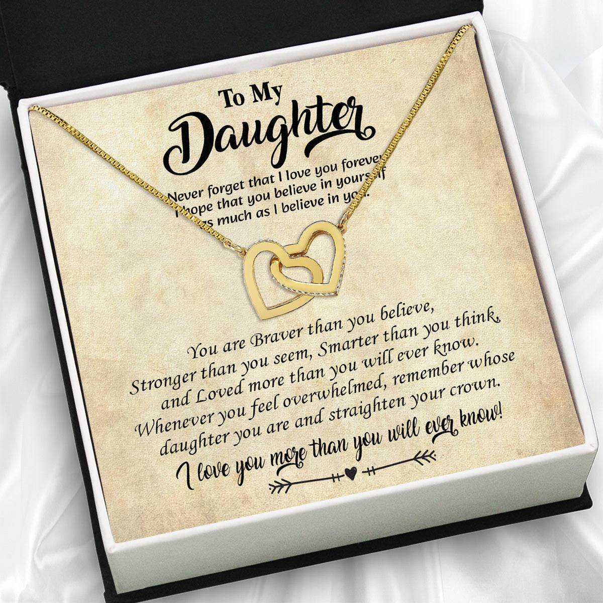 To My Daughter Necklace With Personalized Message Card