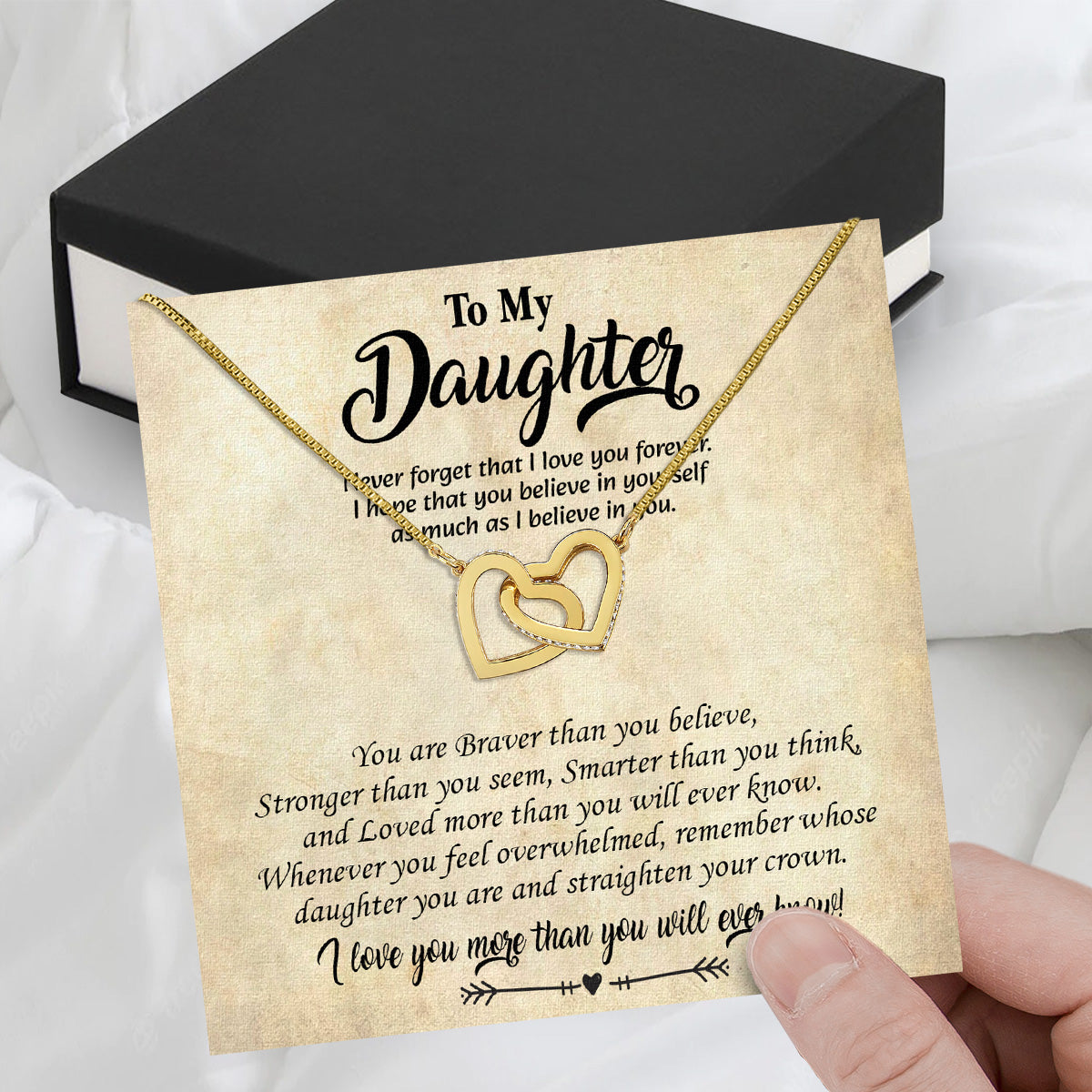 To My Daughter Necklace With Personalized Message Card