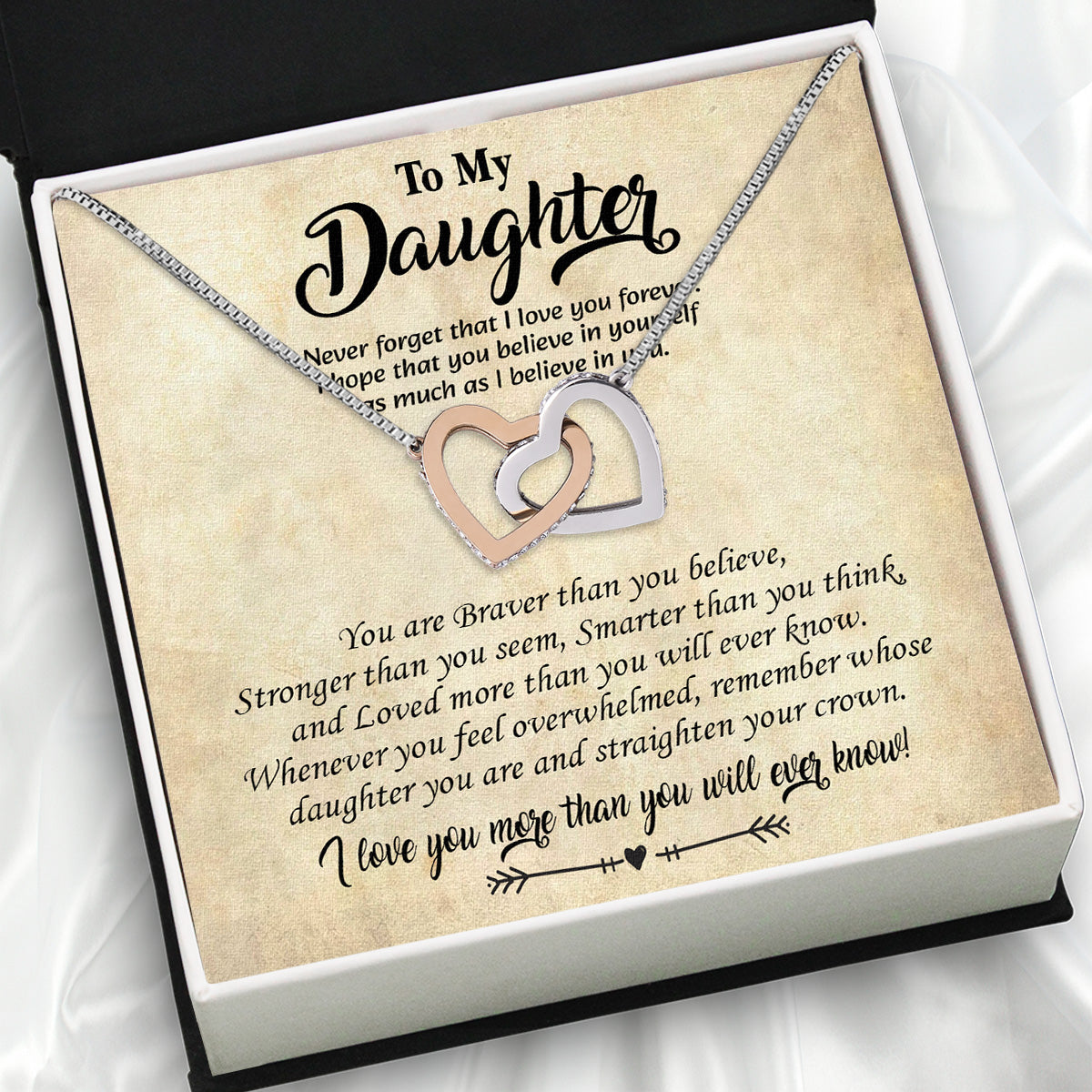 To My Daughter Necklace With Personalized Message Card