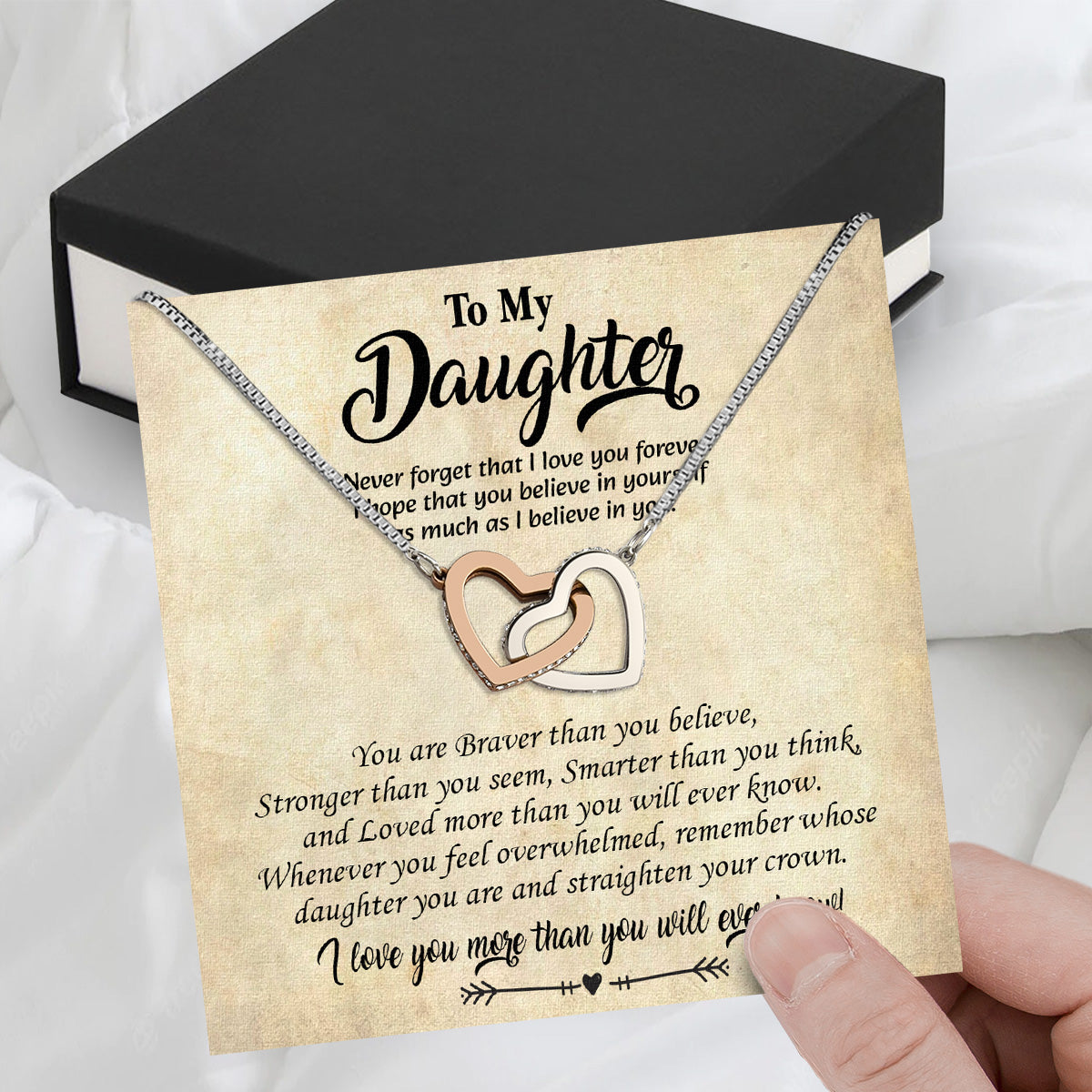 To My Daughter Necklace With Personalized Message Card