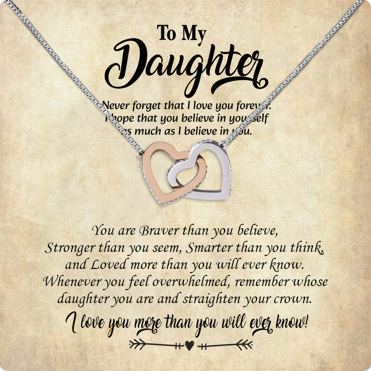 To My Daughter Necklace With Personalized Message Card