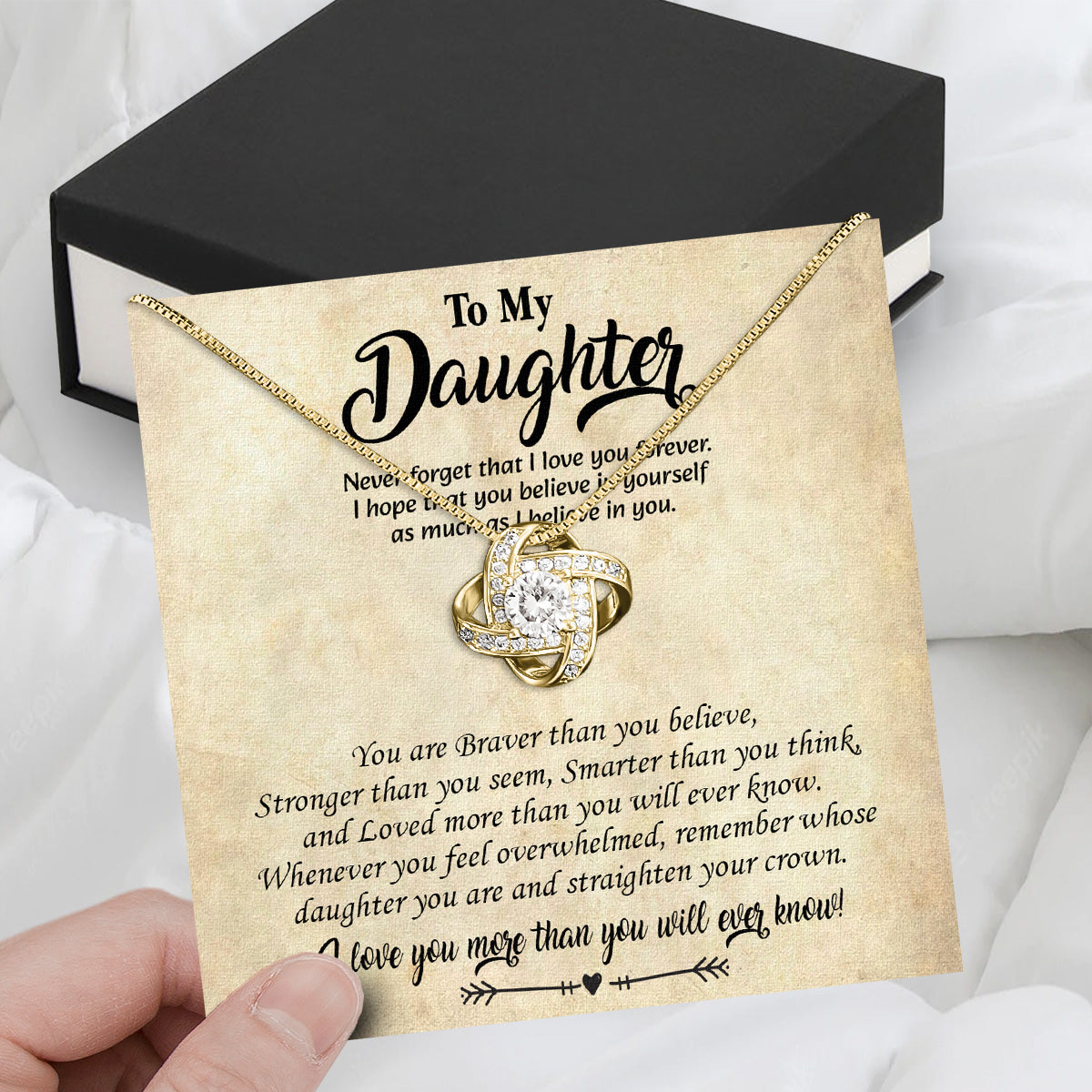 To My Daughter Necklace With Personalized Message Card