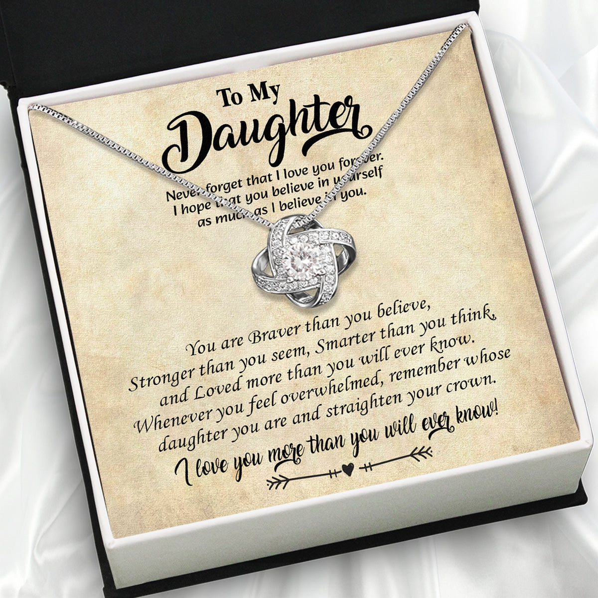 To My Daughter Necklace With Personalized Message Card