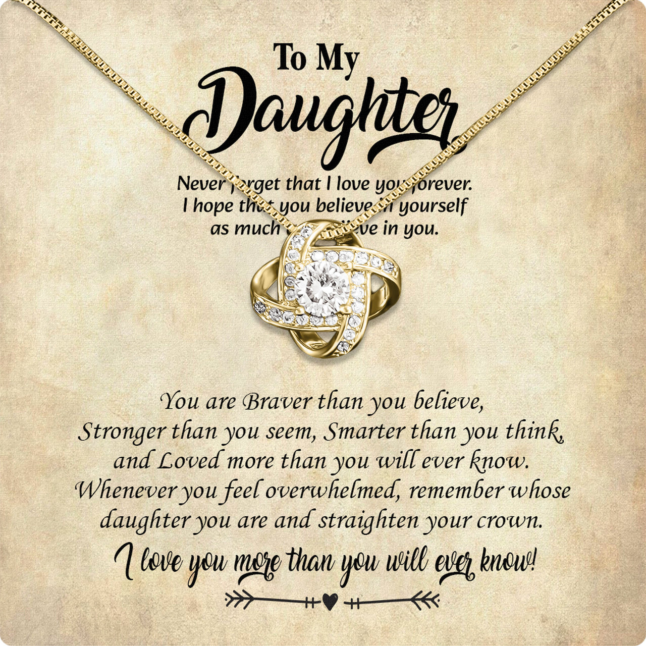 To My Daughter Necklace With Personalized Message Card