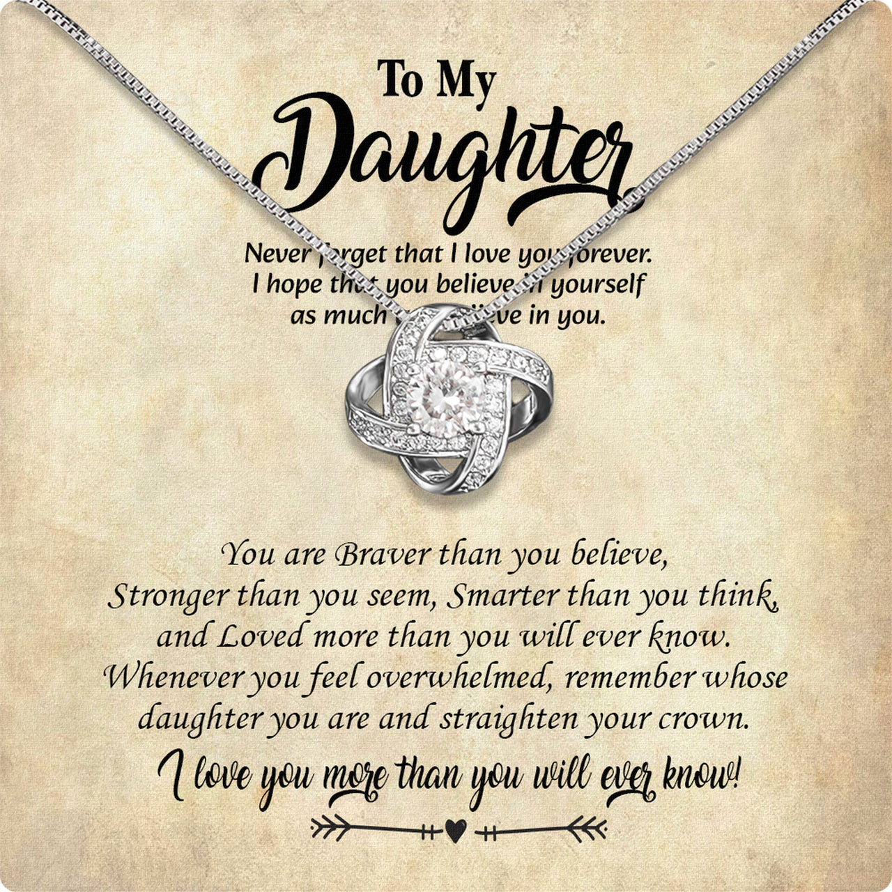 To My Daughter Necklace With Personalized Message Card