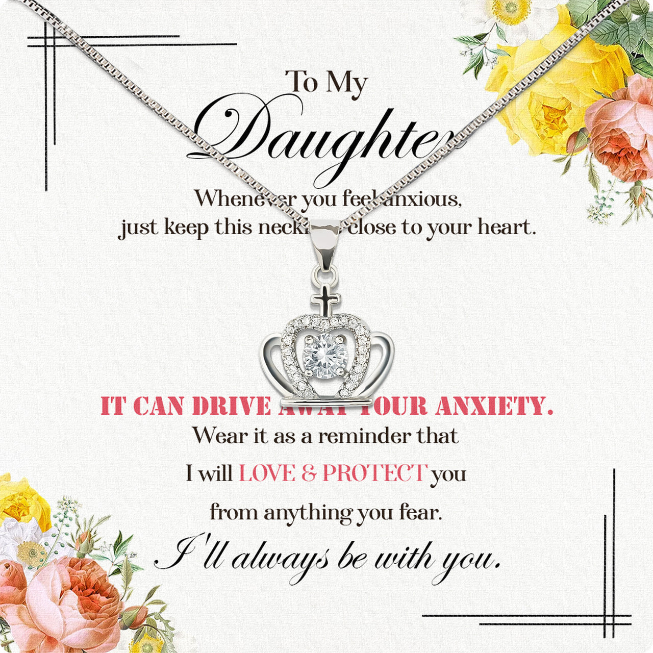 To My Daughter Necklace With Personalized Message Card