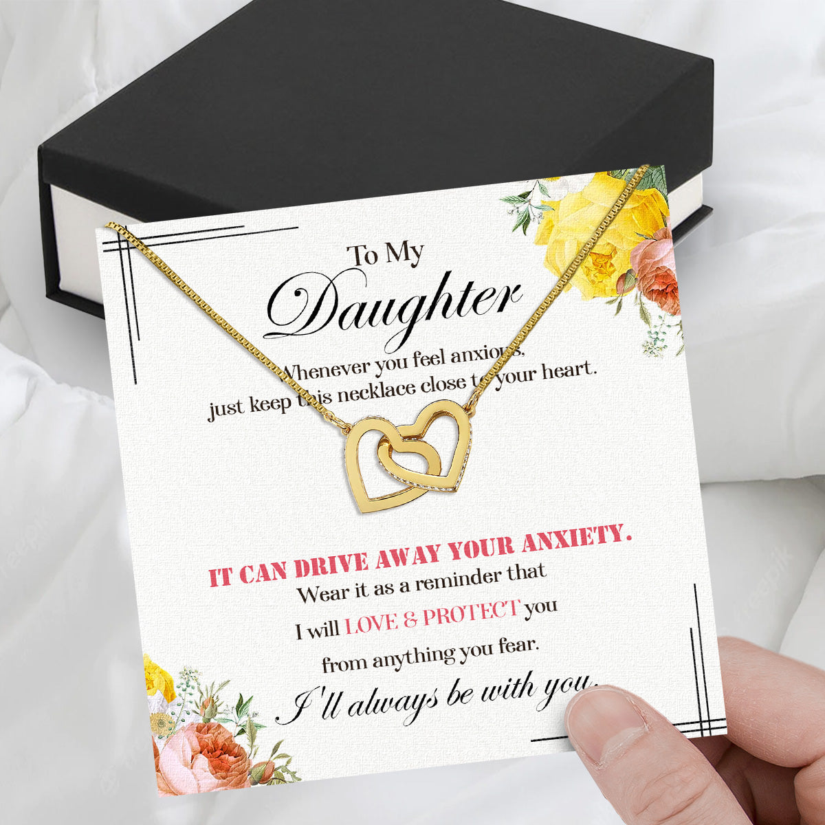 To My Daughter Necklace With Personalized Message Card