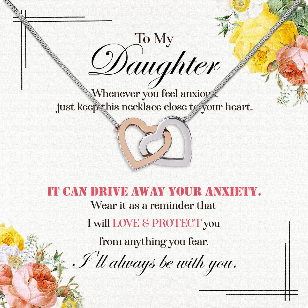 To My Daughter Necklace With Personalized Message Card