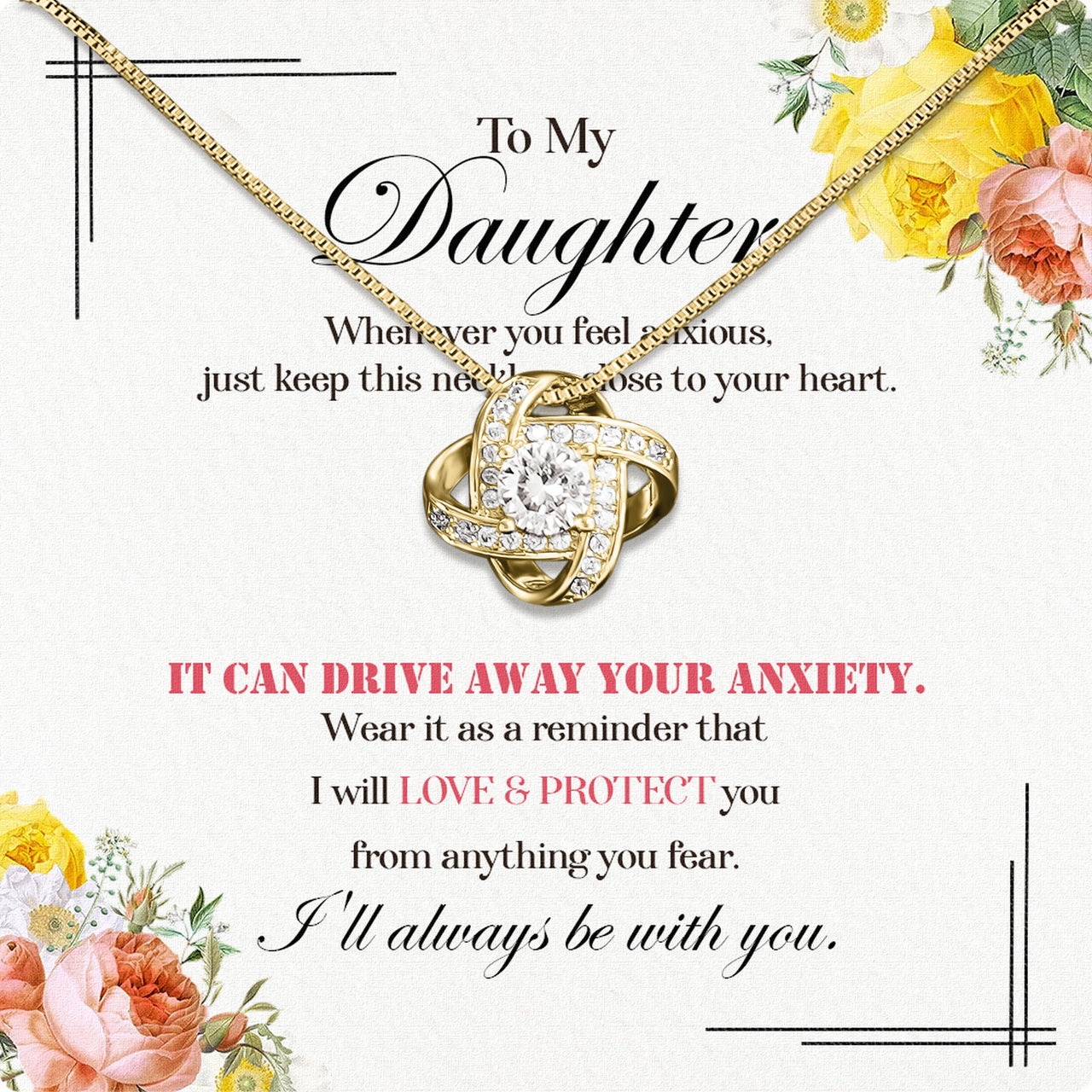 To My Daughter Necklace With Personalized Message Card