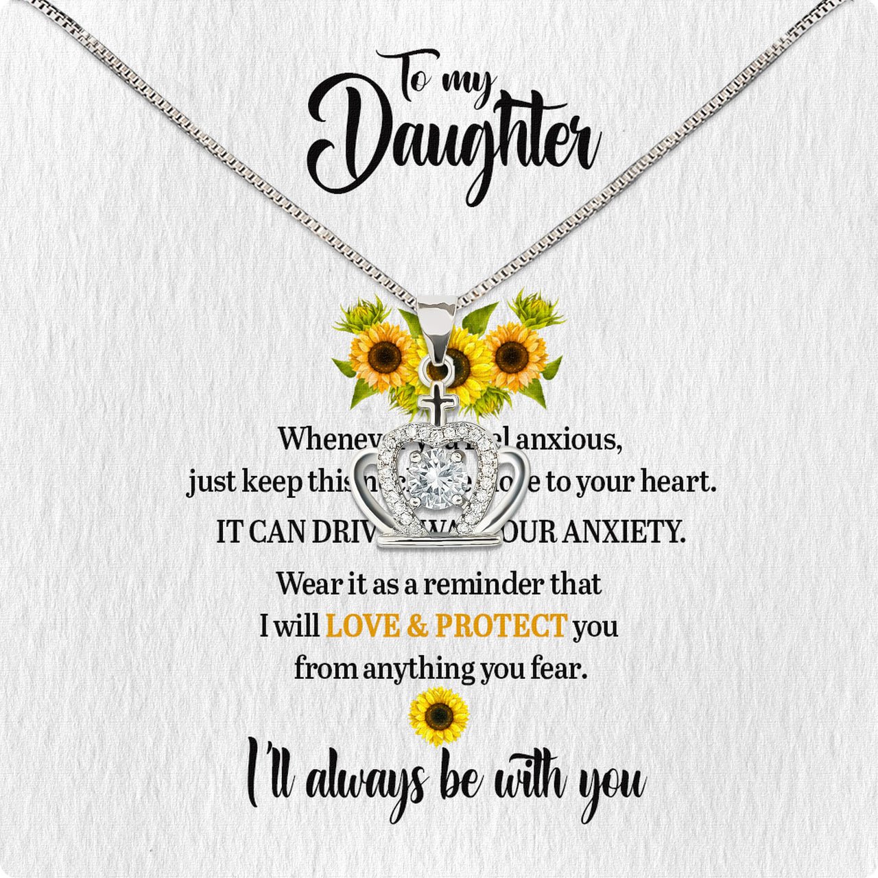 To My Daughter Necklace From Mom With Heartfelt Message Card, Jewelry For Daughter, Daughter Gift From Mom On Birthday, Wedding, Christmas, Graduation