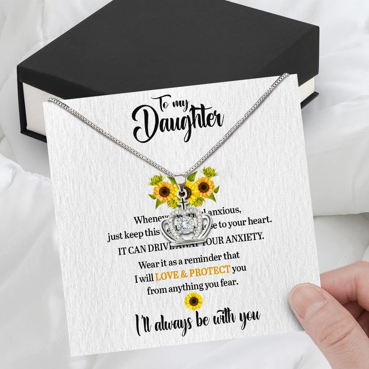 To My Daughter Necklace From Mom With Heartfelt Message Card, Jewelry For Daughter, Daughter Gift From Mom On Birthday, Wedding, Christmas, Graduation