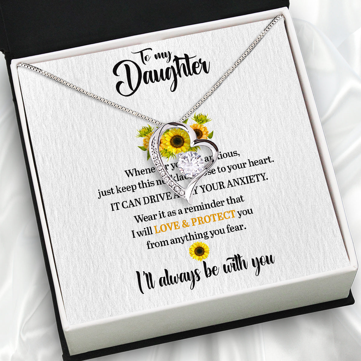 To My Daughter Necklace From Mom With Heartfelt Message Card, Jewelry For Daughter, Daughter Gift From Mom On Birthday, Wedding, Christmas, Graduation