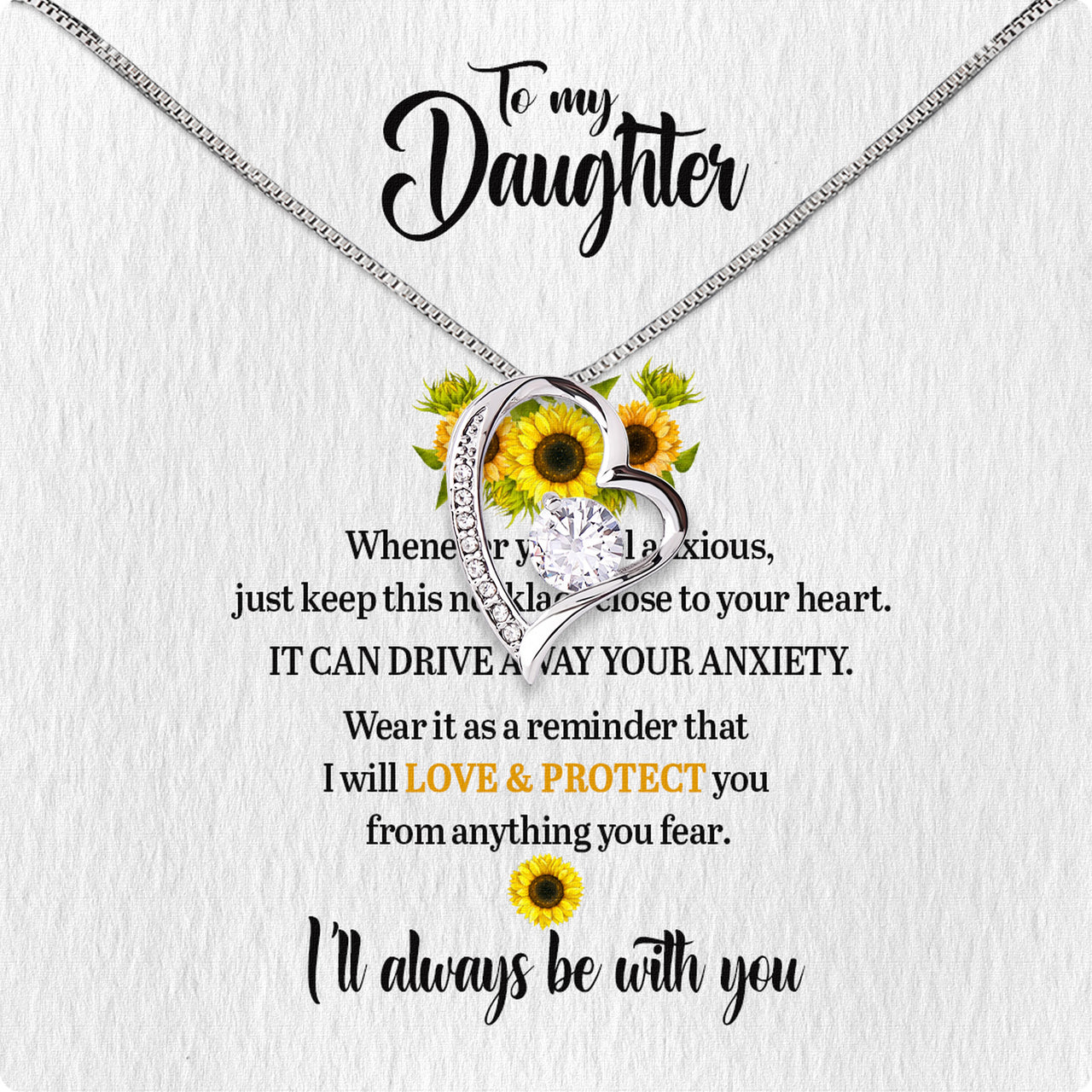 To My Daughter Necklace From Mom With Heartfelt Message Card, Jewelry For Daughter, Daughter Gift From Mom On Birthday, Wedding, Christmas, Graduation