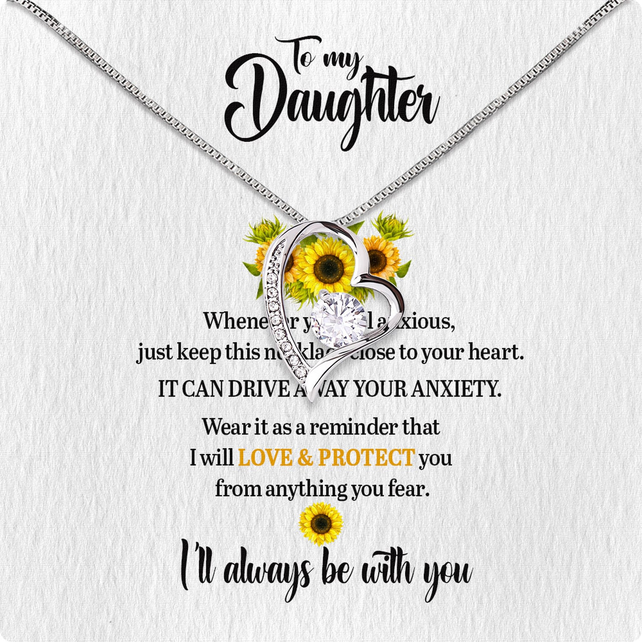 To My Daughter Necklace From Mom With Heartfelt Message Card, Jewelry For Daughter, Daughter Gift From Mom On Birthday, Wedding, Christmas, Graduation