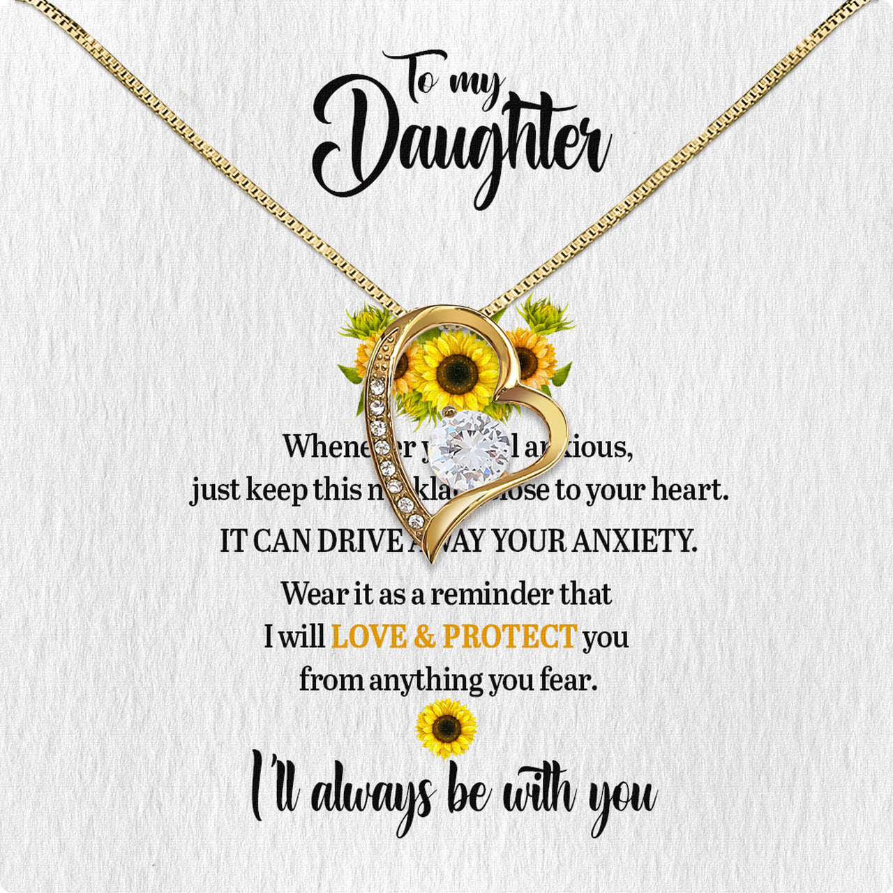 To My Daughter Necklace From Mom With Heartfelt Message Card, Jewelry For Daughter, Daughter Gift From Mom On Birthday, Wedding, Christmas, Graduation