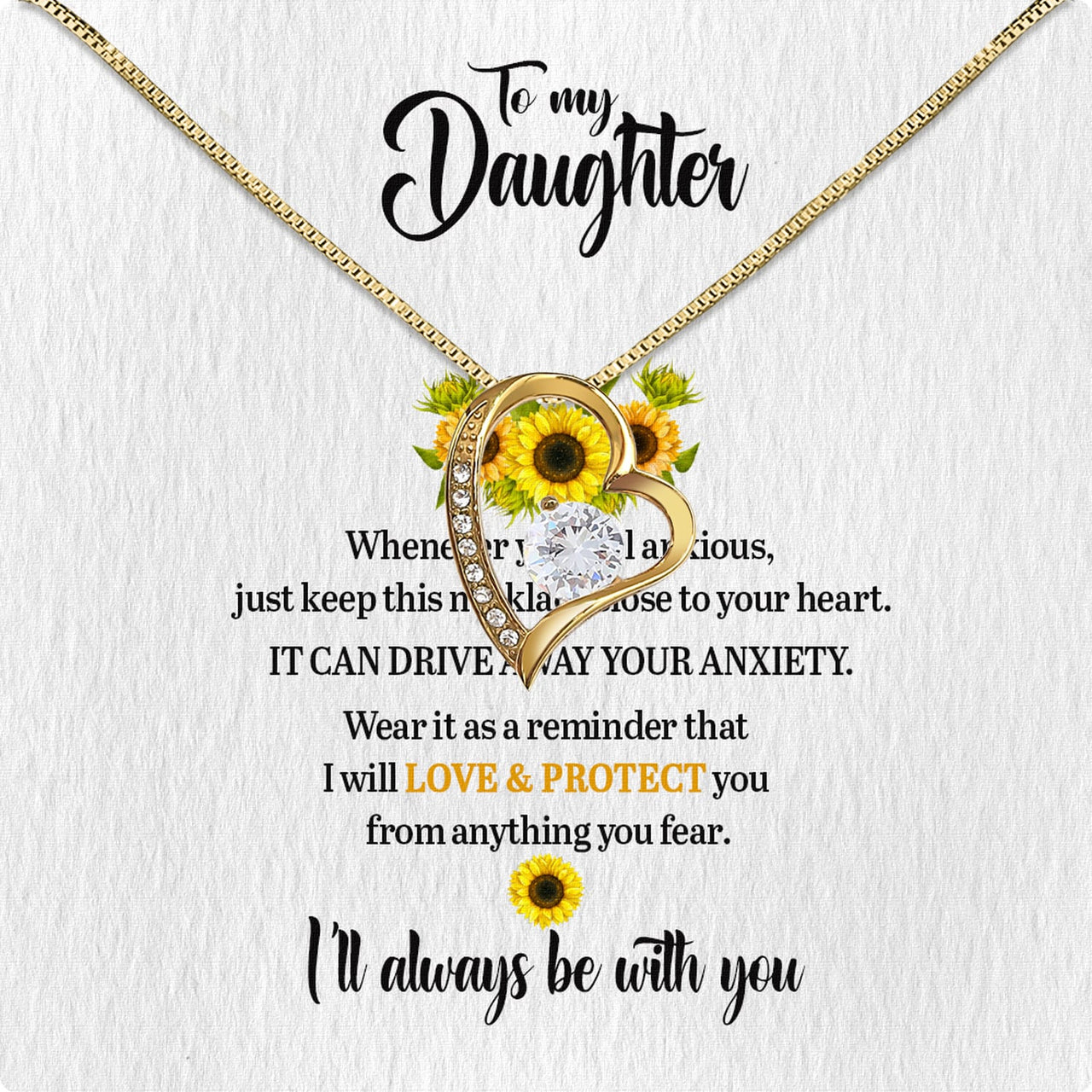 To My Daughter Necklace From Mom With Heartfelt Message Card, Jewelry For Daughter, Daughter Gift From Mom On Birthday, Wedding, Christmas, Graduation