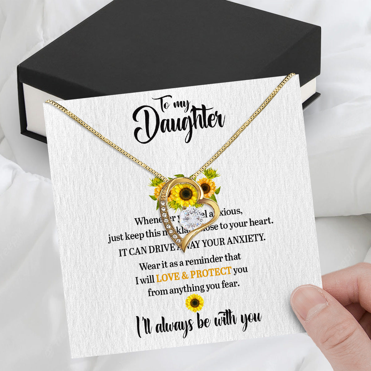 To My Daughter Necklace From Mom With Heartfelt Message Card, Jewelry For Daughter, Daughter Gift From Mom On Birthday, Wedding, Christmas, Graduation